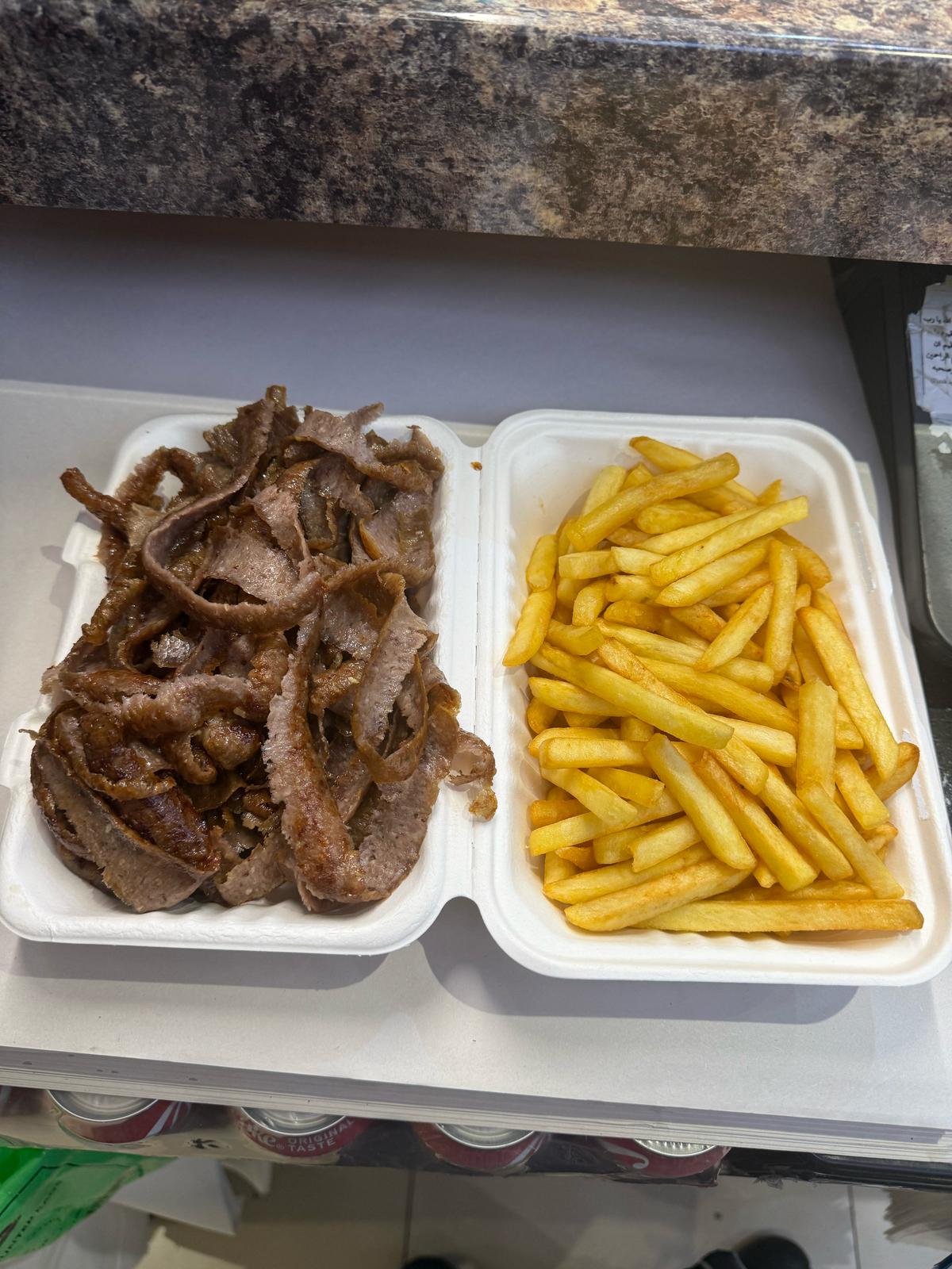 Lamb Doner Meat and Chips